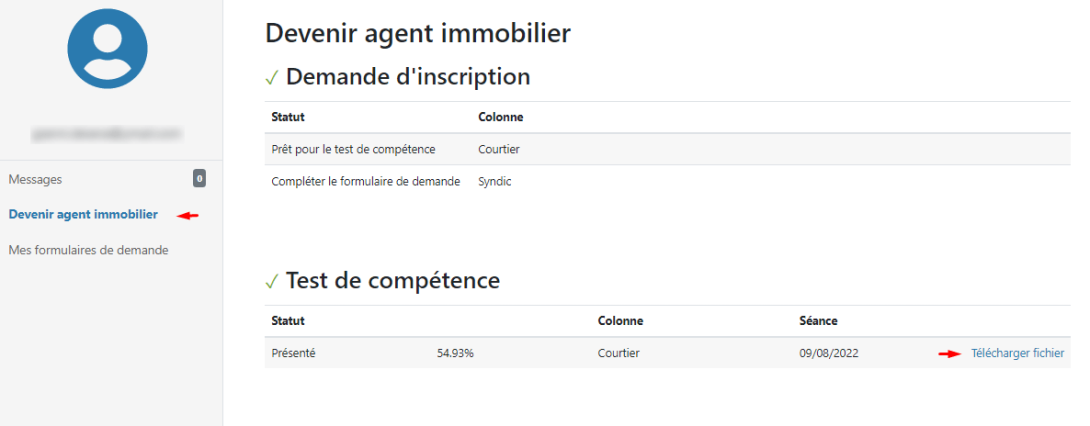 Consulter le test de compétence