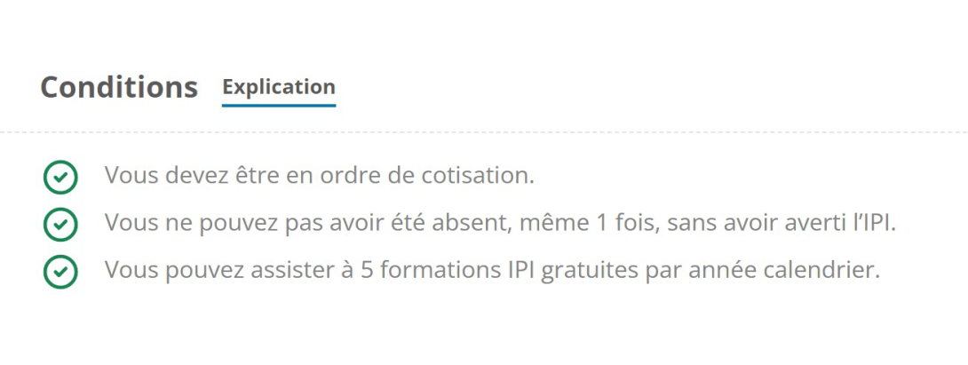 Conditions formation IPI